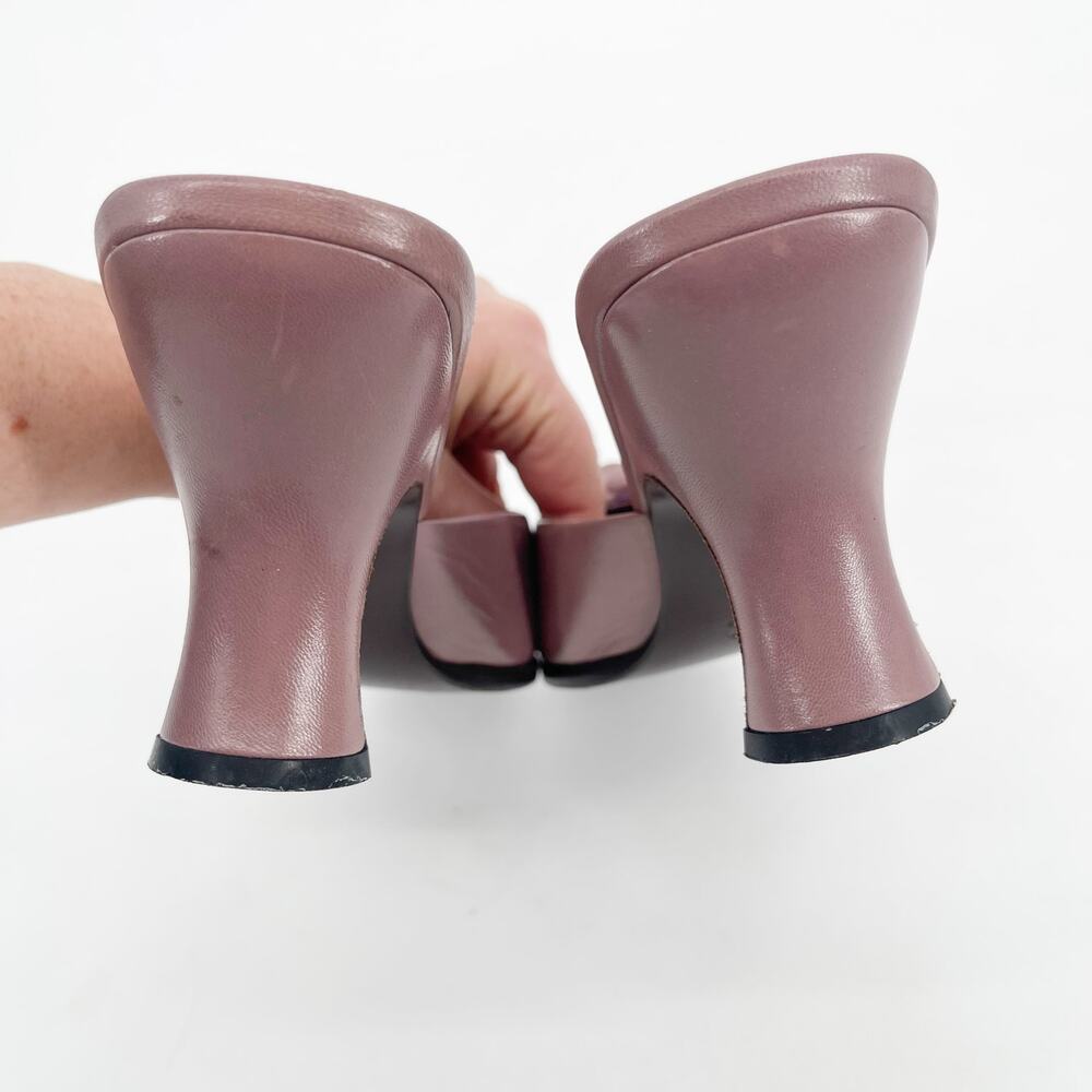 Prada Vintage Mauve Purple Two Tone Rose Square Toe Mule Block Heels IT 38.5 - Picture 9 of 11